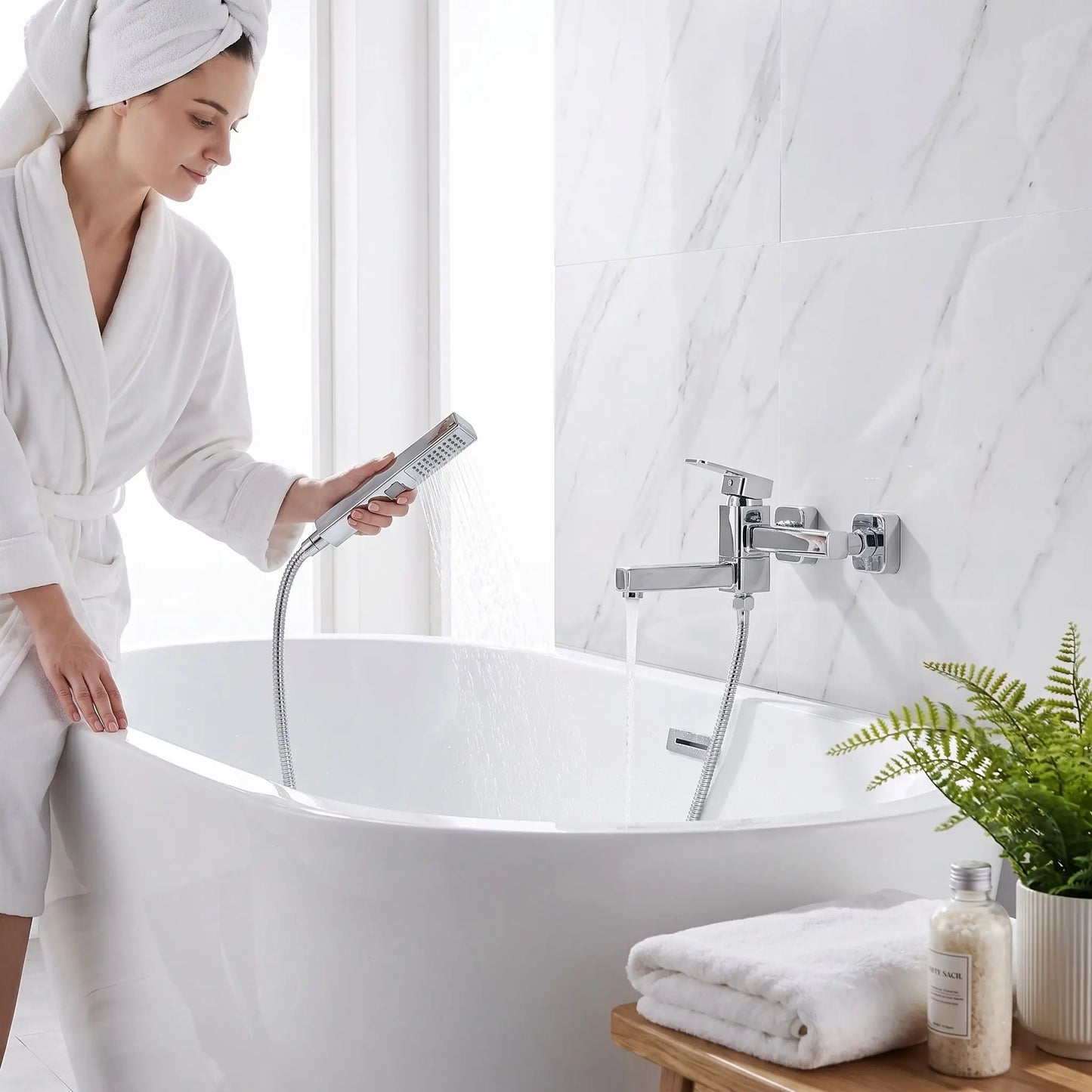 mitigeur bain douche chrome femme rince bain avec douchette