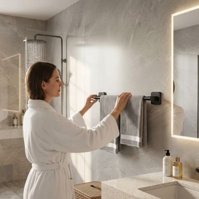 Porte serviette mural femme place 2 serviettes sur support