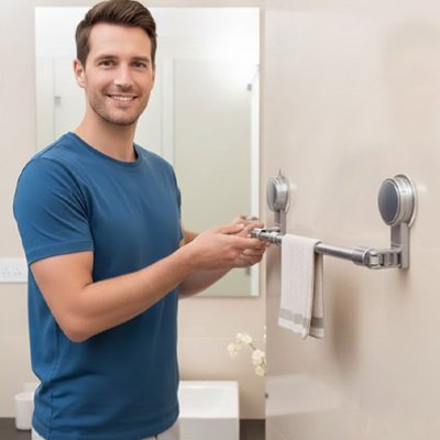 Porte serviette mural homme ajustant longeur de la barre 
