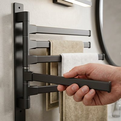 Porte serviette salle de bain déplacement des barres pour optimisation